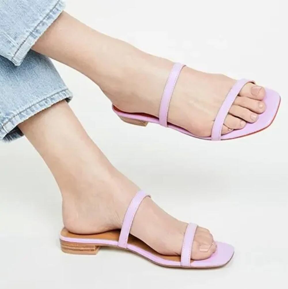 Women's Jagger the Label Double Strap Sprung Flat in Lilac size 9 Soft Girl Boho